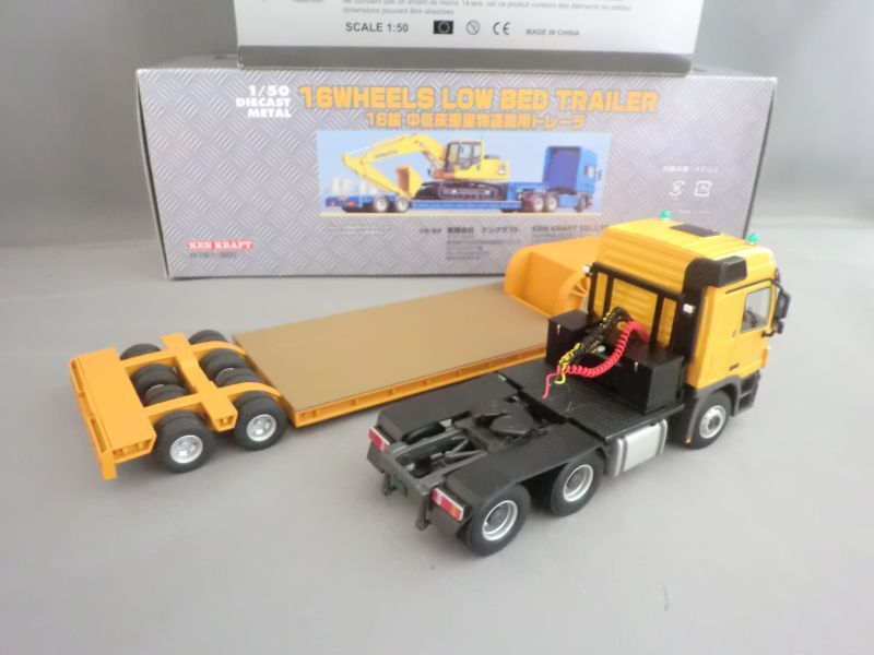 画像:  WSI MB MP3 L 6×4（日本仕様）＋KEN CRAFT １６輪 中低床重量物運搬用トレーラー